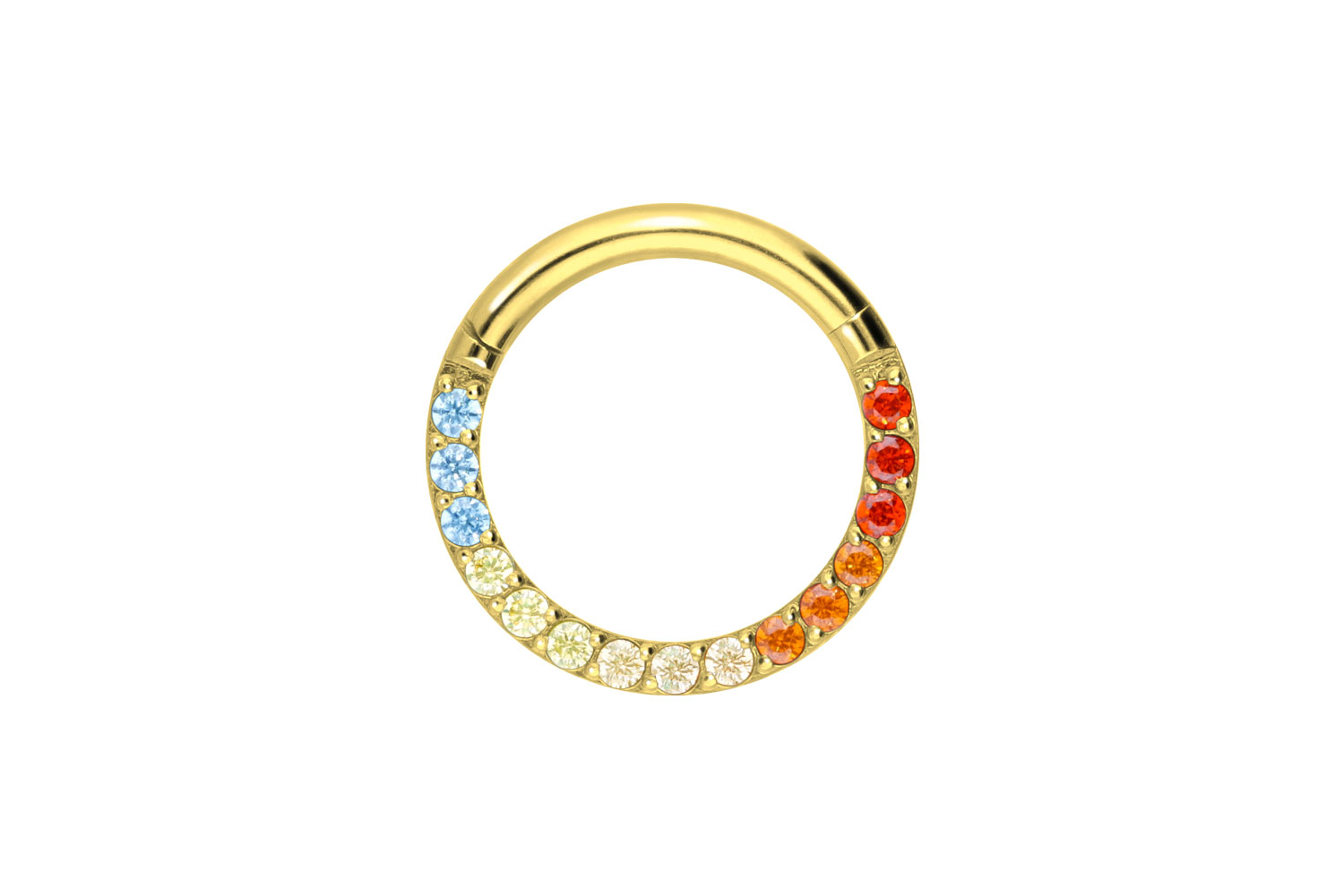 Titan Segmentring Clicker Piercing EINGEFASSTE BUNTE KRISTALLE